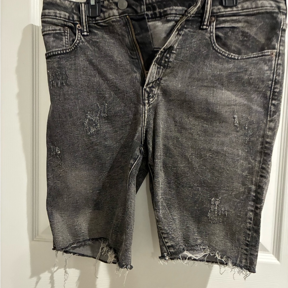 American Eagle Gray Jean Shorts Distressed Casual